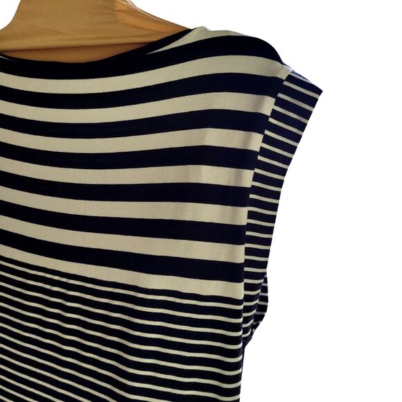 Chico's Women's Black White Striped Maxi Dress Shift - Size 1 - Picture 5 of 7